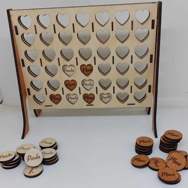 Wedding Table Game | 5th Wedding Anniversary Gift | Compact Wooden Connect 4 Style Table Game with a beeswax finish.