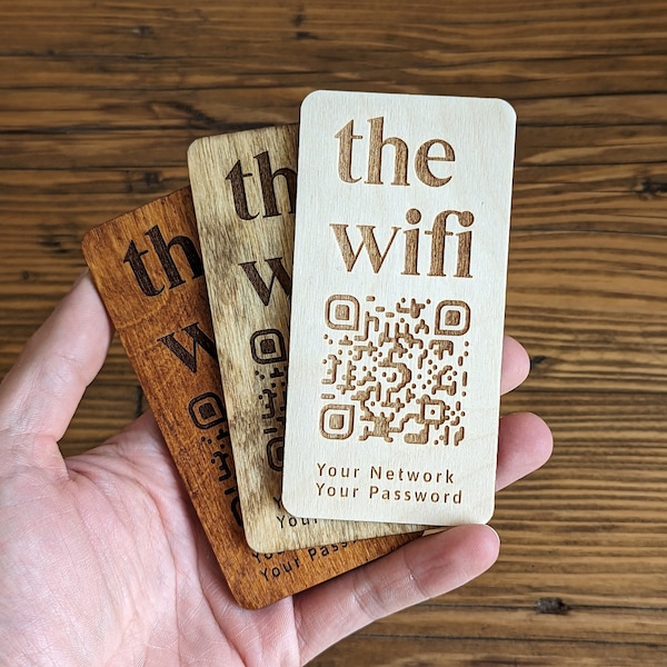 Modern Wifi QR Code for Easy Login | Block, Plaque with Network Name & Password Info, Office, Cafe, Shop, Internet