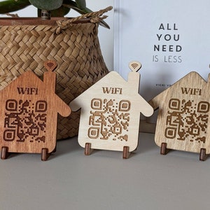 簡単にログインできるホーム Wi-Fi QR コード | ブロック、家の形のプレート、自宅、カフェ、ショップなどに最適 | 高品質 4 mm バーチ