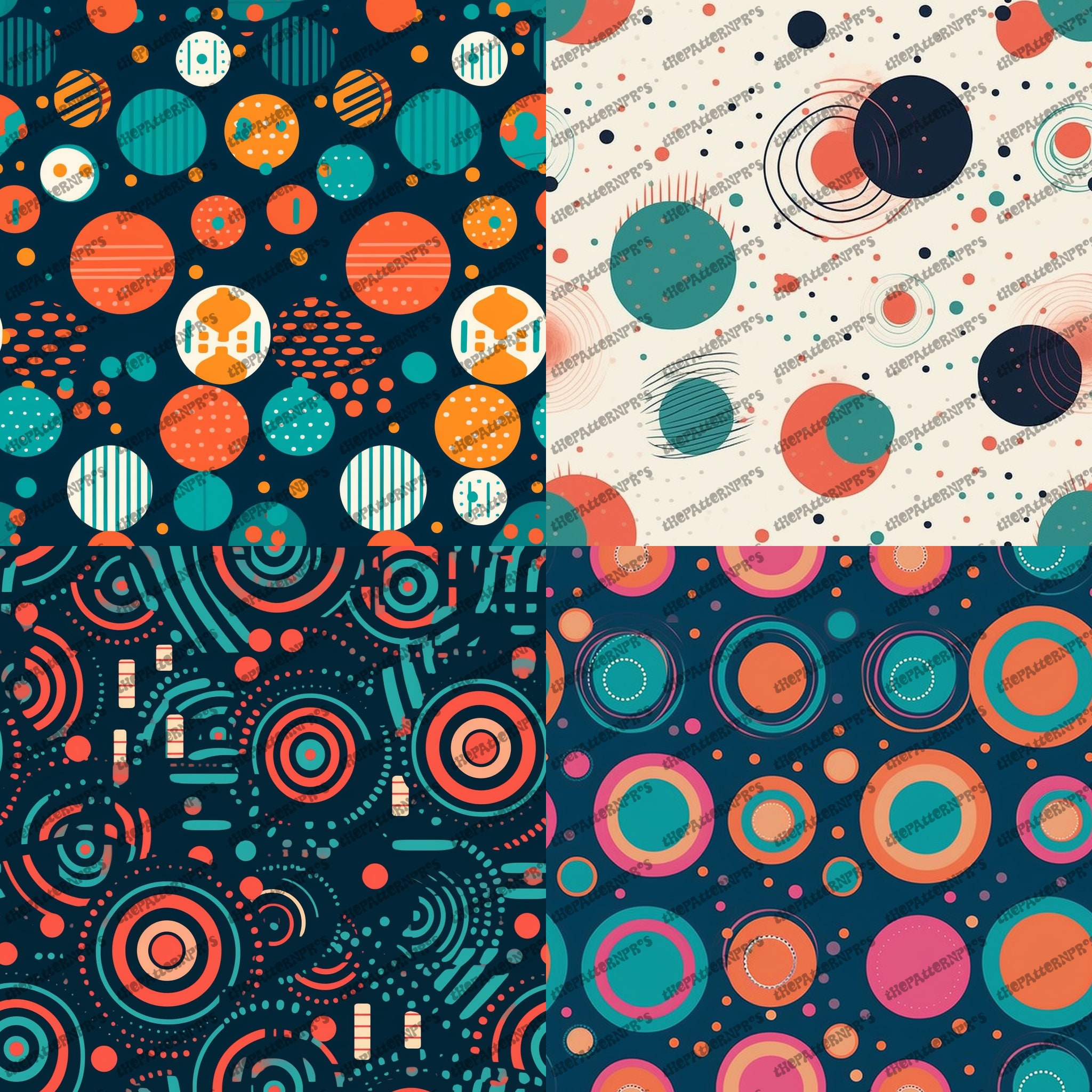 12 Dynamic Circle Patterns, Tech Inspo Digital Papers, Seamless JPG PNG ...