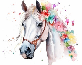 Watercolor Horses Clipart | Running Horses running horse Canvas & Surfaces equine horse clip art horse nursery art white horse print