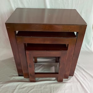 Hand-Painted Nesting Tables: Indian Solid Wood Ethnic Decor - Set of 3