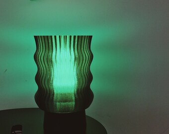 Table Lamp Wavy Jade - Retro Minimal Design Bedside Lamp - 3D Printed with Eco Friendly materials