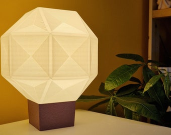 Table Lamp Tessera - Retro Minimal Lamp - 3D Printed Bedside Lamp - Small Decor Lamp - E27/26 Table LED Lamp