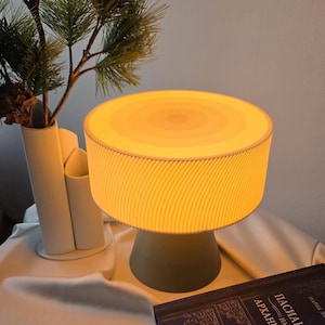 Minimalist Mushroom Table Lamp: Ribbed Biopolymer Desk Light