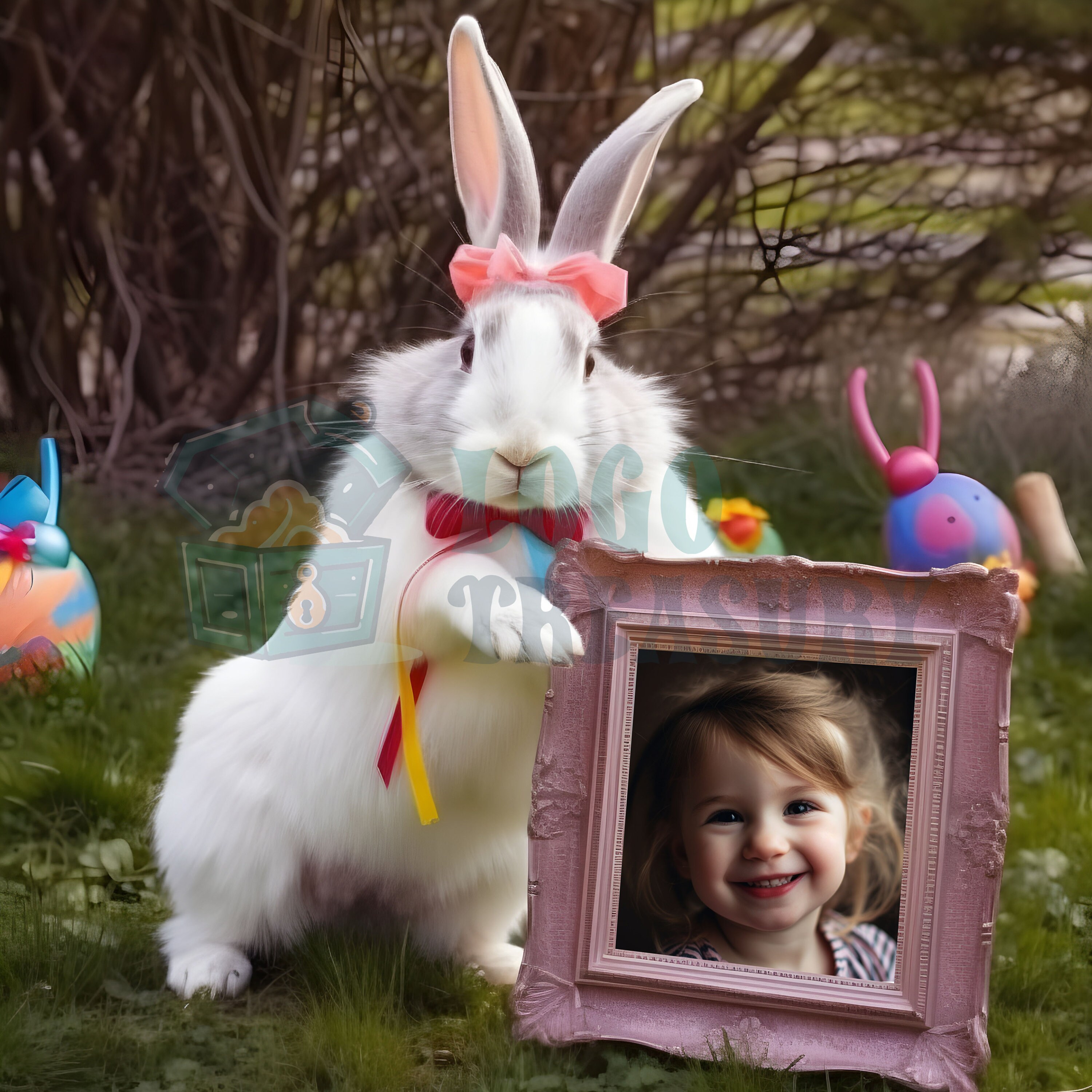 Easter Bunny Backdrop, Frame Template, PNG, Fine Art, Easter, Bunny