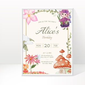 Fairy Birthday Invitation,Editable Fairy Birthday,Enchanted Forest invitation,Istant Download,Canva Template