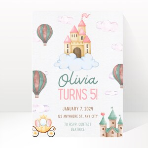 Princess Birthday Invitation,Princess Party Invite,Editable Printable Download,Princess Invite,Editable Princess,Canva Template