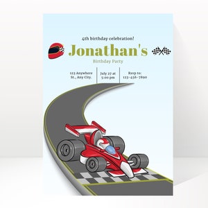 FAST ONE First Birthday Invitation, Race Car Invitation, Race Car 1st Birthday Invitation, Editable Digital Template,Canva Editable