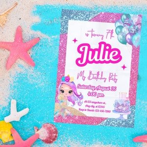 Under the Sea Birthday Invite,Mermaid Party Digital Download,Ariel Theme Pool Party,Little Mermaid Celebration Invite
