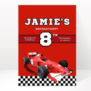 FAST ONE First Birthday Invitation, Race Car Invitation, Race Car 1st Birthday Invitation, Editable Digital Template,Canva Editable
