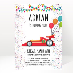 FAST ONE First Birthday Invitation, Race Car Invitation, Race Car 1st Birthday Invitation, Editable Digital Template,Canva Editable