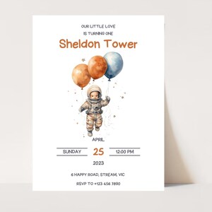 EDITABLE Primer viaje alrededor del sol Espacio exterior Primera invitación de cumpleaños Galaxy Blast Off Plantillas imprimibles Descarga digital, Canva