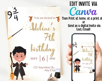 Fairy Birthday Invitation,Editable Fairy Birthday,Enchanted Forest invitation,Istant Download,Canva Template