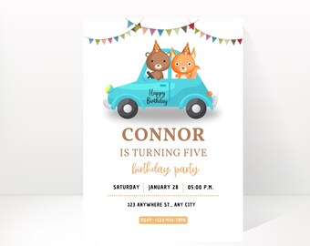 Car Invitation Editable Boy Cars Theme Birthday Party Invite,Car Birthday invitation,Boy Birthday invite,Editable Invite,Printable Invite
