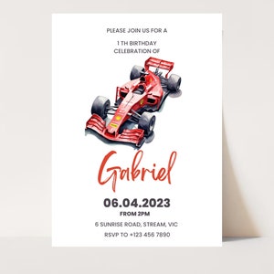 FAST ONE First Birthday Invitation, Race Car Invitation, Race Car 1st Birthday Invitation, Editable Digital Template,Canva Editable