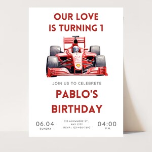 FAST ONE First Birthday Invitation, Race Car Invitation, Race Car 1st Birthday Invitation, Editable Digital Template,Canva Editable