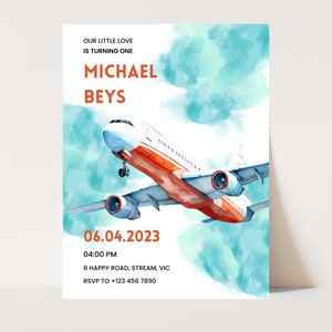 Editable Airplane Party Invite - Airplane Birthday Invitation, Airplane Birthday Invite, Aviation Party Decor, Pilot Invitation, Download