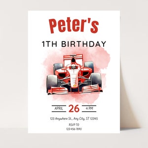 FAST ONE First Birthday Invitation, Race Car Invitation, Race Car 1st Birthday Invitation, Editable Digital Template,Canva Editable