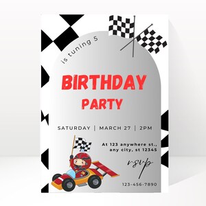FAST ONE First Birthday Invitation, Race Car Invitation, Race Car 1st Birthday Invitation, Editable Digital Template,Canva Editable