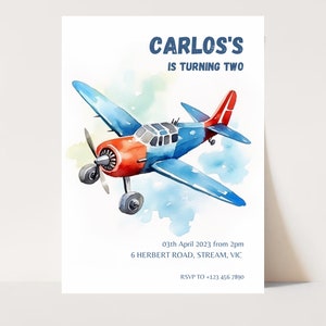 Editable Airplane Party Invite -Airplane Birthday Invitation, Airplane Birthday Invite, Aviation Party Decor, Pilot Invitation, Downloadable