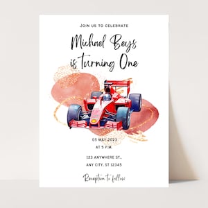 FAST ONE First Birthday Invitation, Race Car Invitation, Race Car 1st Birthday Invitation, Editable Digital Template,Canva Editable