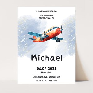 Editable Airplane Party Invite - Airplane Birthday Invitation, Airplane Birthday Invite, Aviation Party Decor, Pilot Invitation, Download