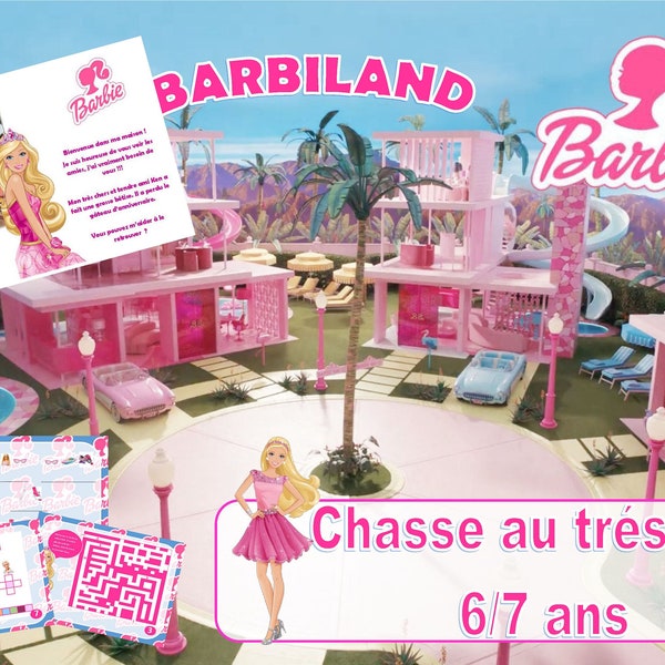 Chasse au trésor Barbie / princesse / fille / rose /anniversaire / invitation/ NUMERIQUE