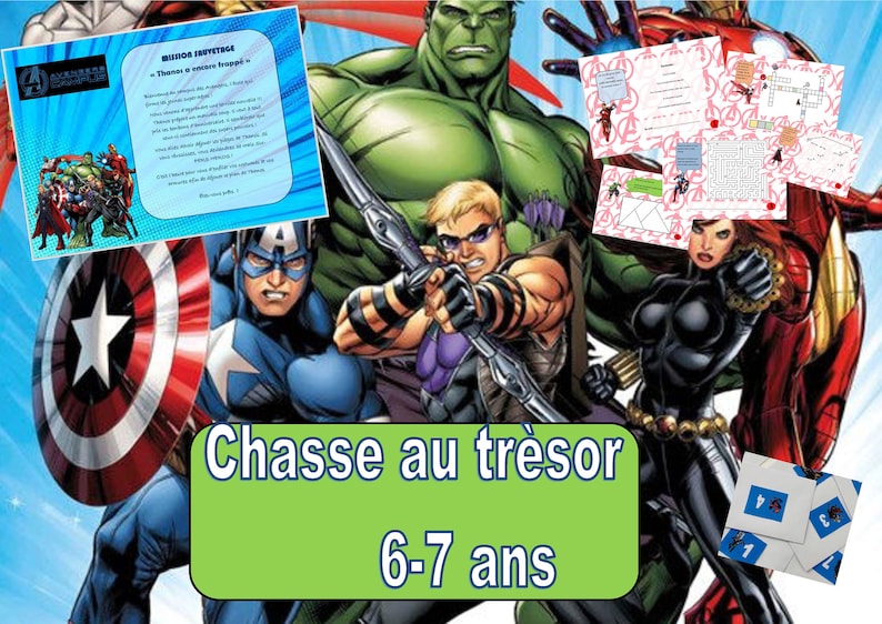 Chasse au trésor Avengers/ super-héros / Anniversaire / invitation/ NUMERIQUE image 1