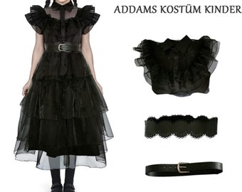 Restyle - WEDNESDAY DRESS - with big, black collar / gothic, darkwear,  party