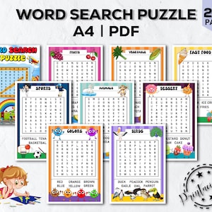 Word Search | Word Find Games | Summer Kids Activities | Summer Camp Activity | Printable Activity Bundle | Coloring Pages |Digital Download