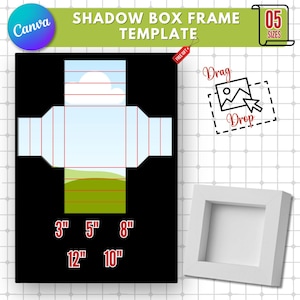 Modèles de cadre Shadow Box | Modèle canva modifiable + imprimable | Cadre en papier 3D personnalisé | Boîte décorative DIY | Cadre personnalisé | Boîte en papier