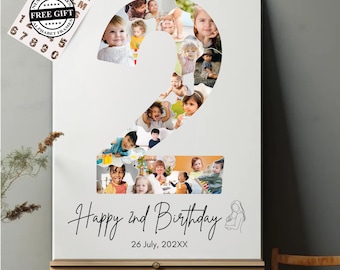 Geburtstag Foto-Collage Vorlage: Meilenstein-Schild (Digitaler Download)