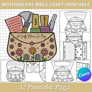 Mothers Day Bible Craft Template |Printable Canva Template |Mothers Day Activity Card |Scripture Cards For Moms |Mom Handmade Gift Card