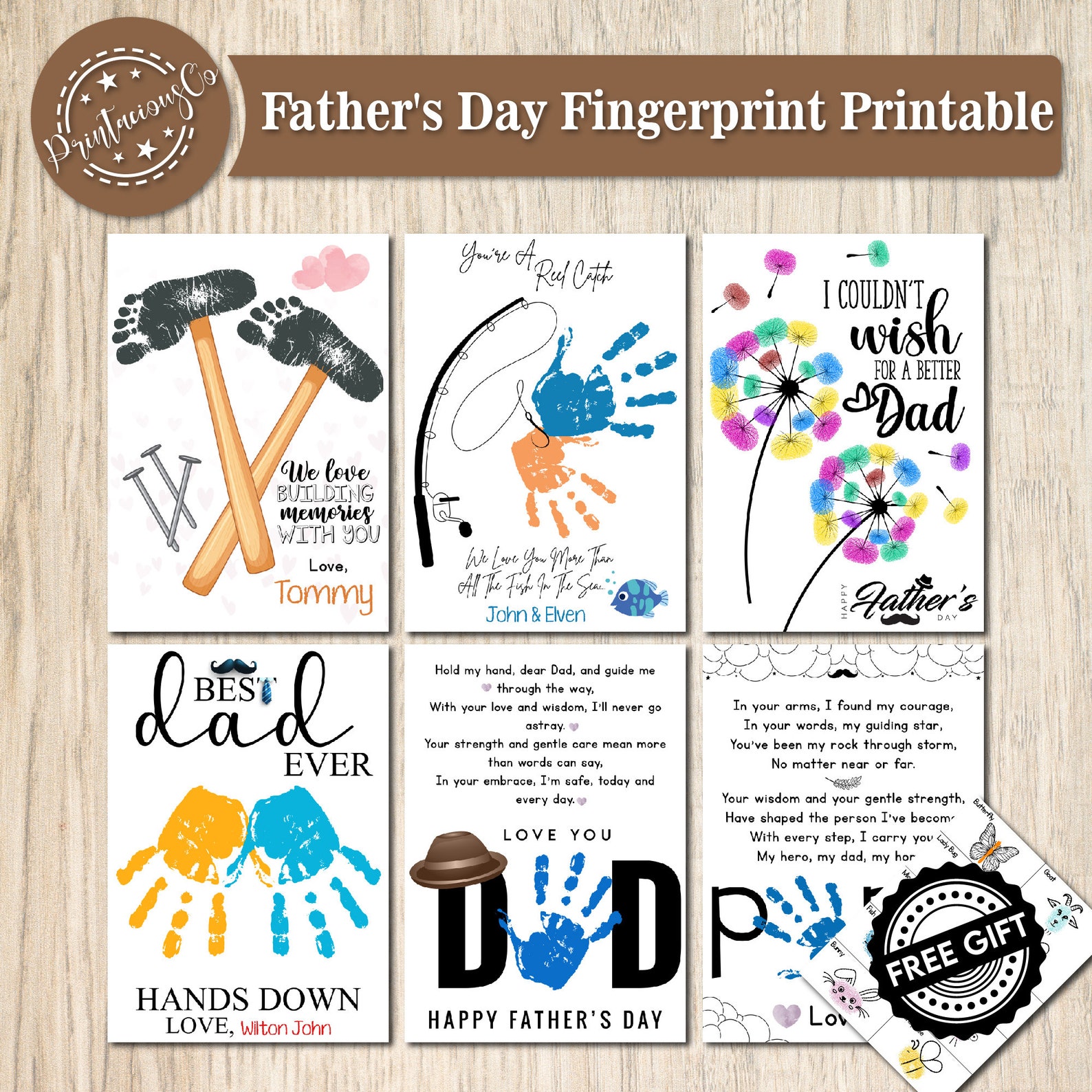 Father's Day Handprint Printable, Handprint Templates, Gift for Dad ...