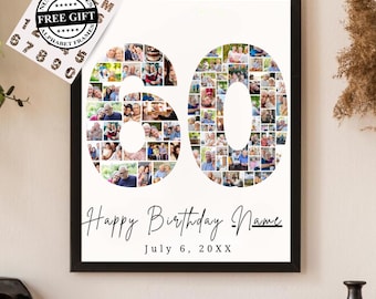 60th Birthday Photo Collage Template: Personalized Canva Gift (Digital Download)