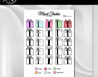 Gift Mood Tracker | A4 Journal Page | Printable Tracker | Daily Tracker | Daily Mood Tracker | Monthly Tracker | Journal Template
