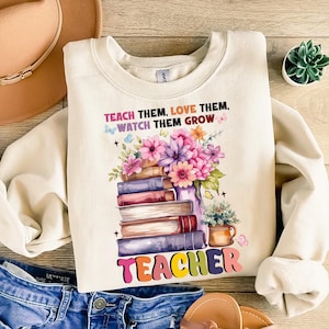 Teacher Appreciation Png | Teacher Sublimation design |Teacher Wildflowers Svg |Teach Them Png |Retro Teacher PNG Bundle |Teacher Floral Png