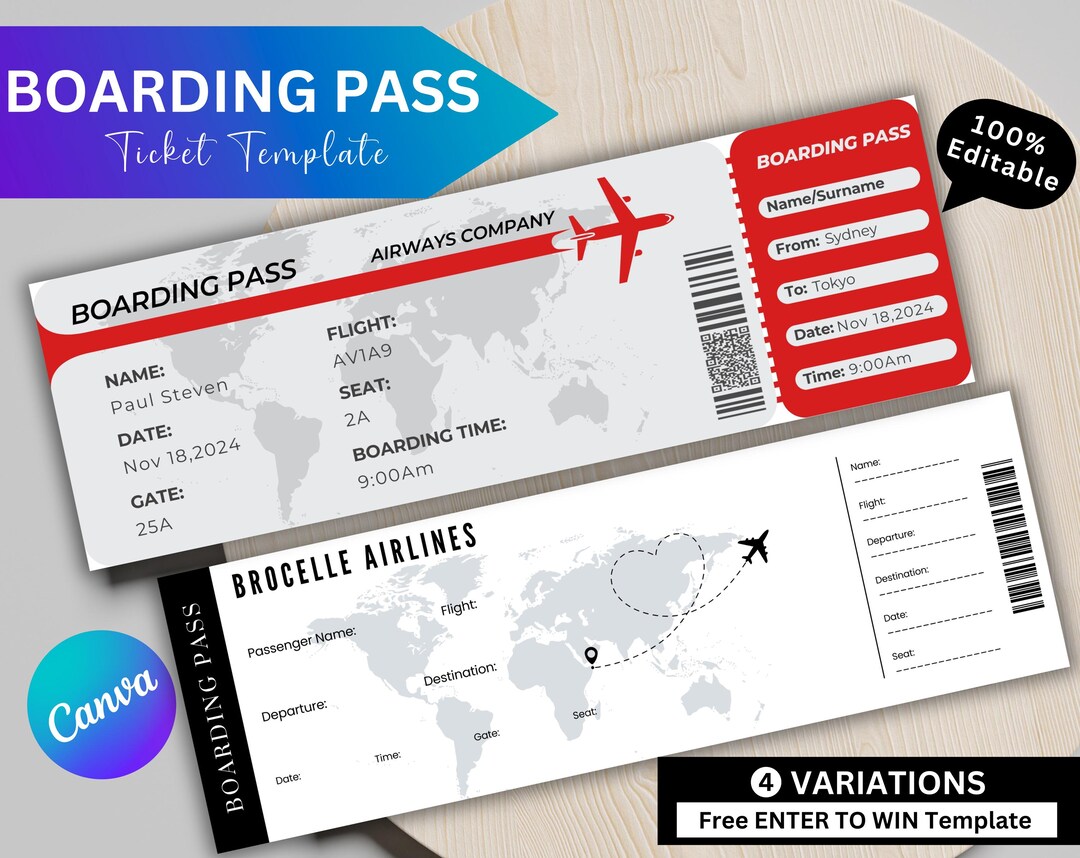 Editable Boarding Pass Template Printable Boarding Pass Ticket Editable Boarding Pass Template Printable Boarding Pass Ticket