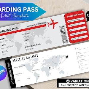 Editable Boarding Pass Template: DIY Plane Ticket (Digital Download)