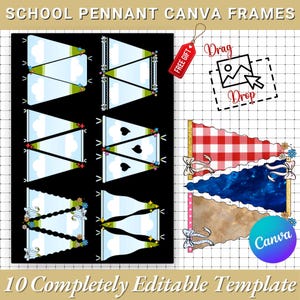 Editable School Pennant Canva Frame Template: Sports & Cheer Flag Mockup (Digital Download)
