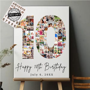 Collage de 10 años / Collage de fotos de 10.° cumpleaños / Plantillas de marcos de Canva / Regalo personalizado de 10.° cumpleaños / Collage de 10.° aniversario