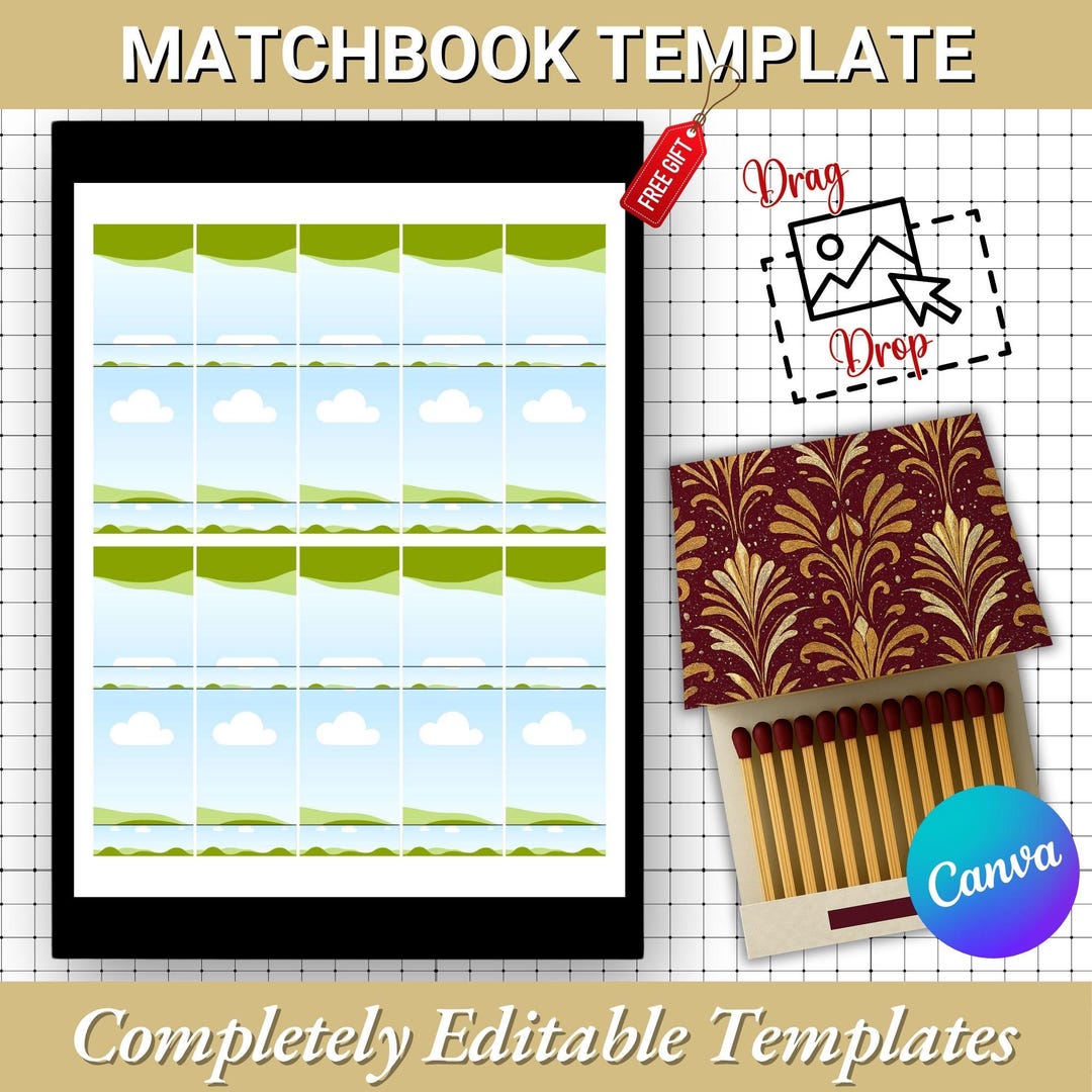Matchbook Template.pdf Editable Matchbook Template | Matchbook Label Frame (digital Download ...