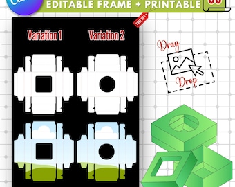 Square Gift Box Canva Template: DIY Party Favor Box (Digital Download)