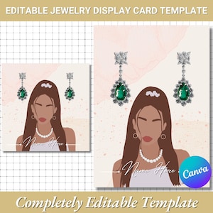 Jewelry Display Card Template |Editable + Printable Canva Template |Jewelry Packaging Card |DIY Necklace Label |Design Your Own Branding