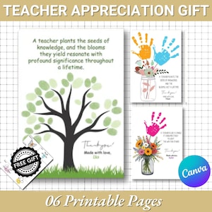 Teacher Appreciation Gift |DIY Keepsake from Students |Printable Teacher Handprint Gift |End of Year Teacher Gift|Printable Handprint Craft