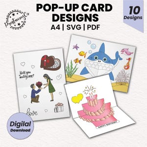10 Pop-up Karte | DIY Pop-up Karten Vorlage | Pop Up Kinderkarte | Geburtstagskarte | 3D Scherenschnitt | Basteln Sie Grußkarten