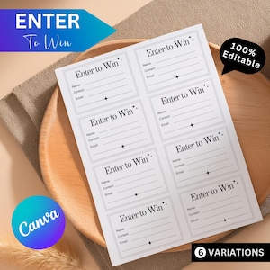 Raffle Ticket Template | Enter To Win Template | Printable and Editable Raffle Ticket Template |Printable Enter to Win Ticket |100% Editable