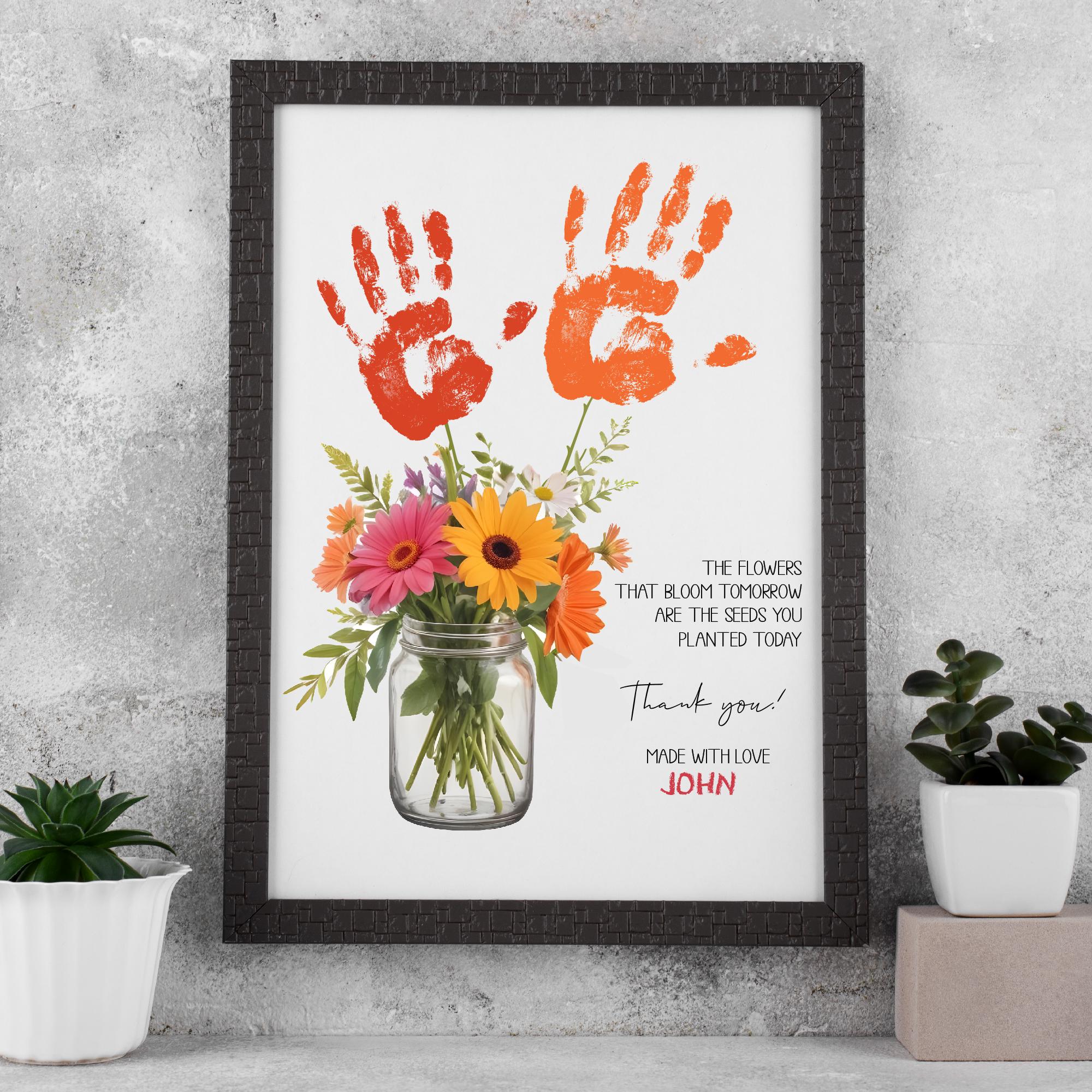 Teacher Appreciation Handprint Art: DIY Floral Bouquet (PDF) - Etsy ...