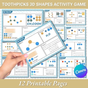 Toothpicks 3D Shapes Activity: Printable Learning Worksheet (PDF)